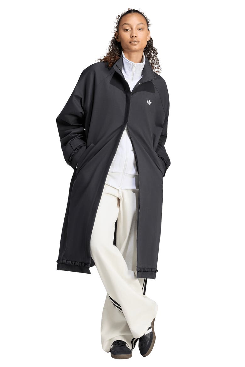 Pleated Firebird Trench Coat, Alternate, color, BLACK