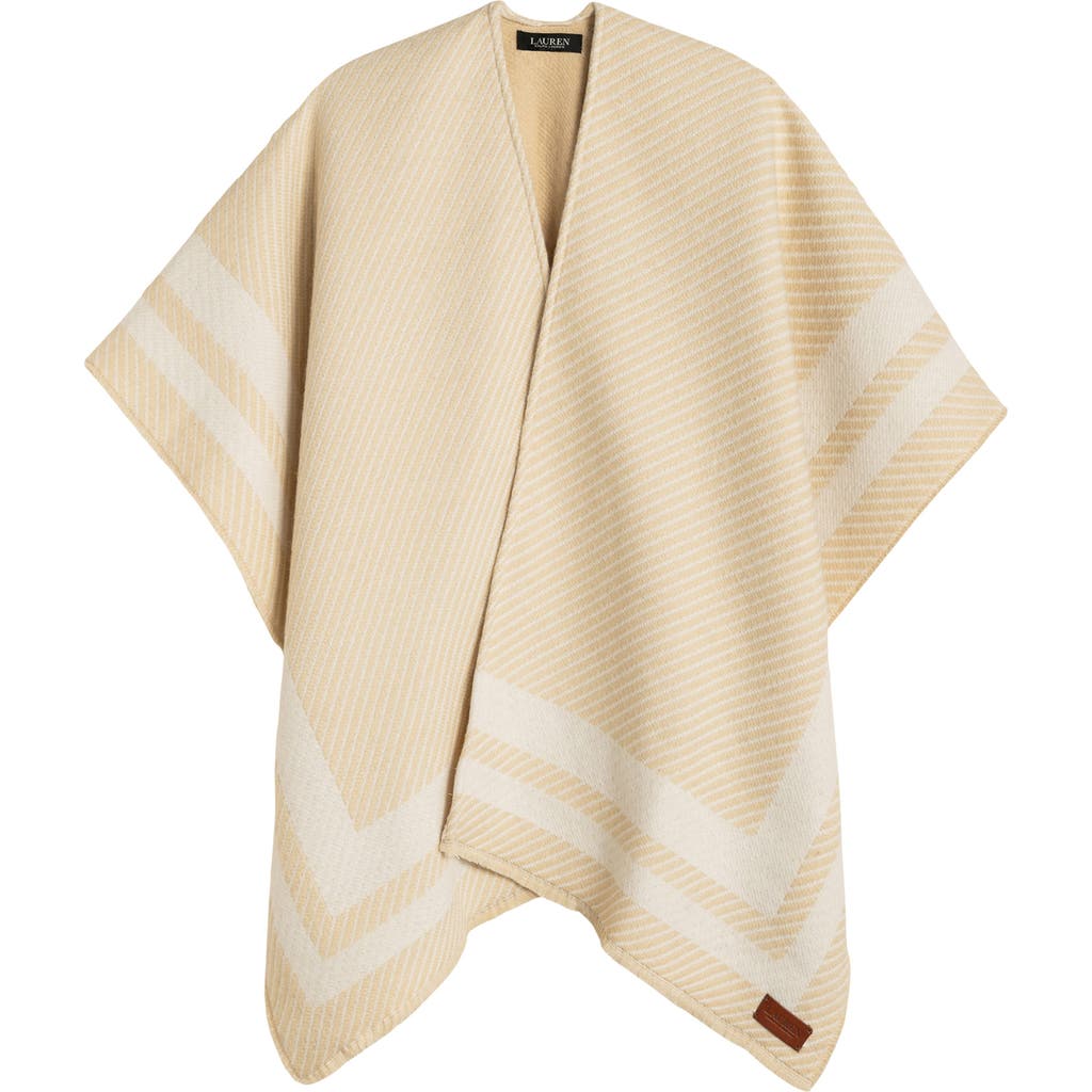 Ralph Lauren Lauren Border Stripe Ruana In Neutral
