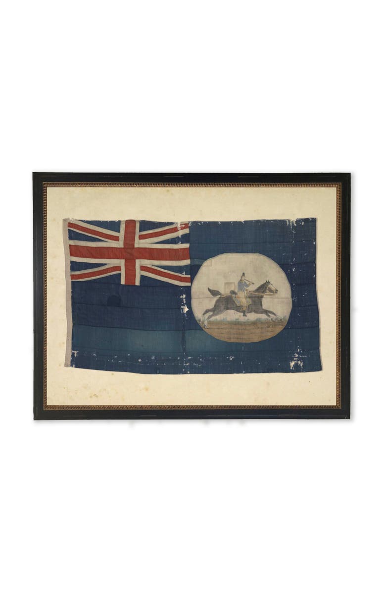 Antique Curiosities British Flag in Black and Gold-Beaded Frame, Main, color, Multi