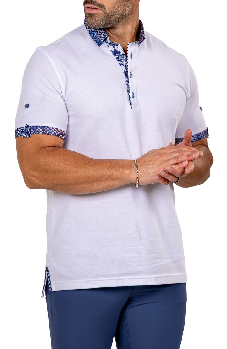Maceoo Newton Marthyr0024 White Button-Down Piqué Polo, Alternate, color, 