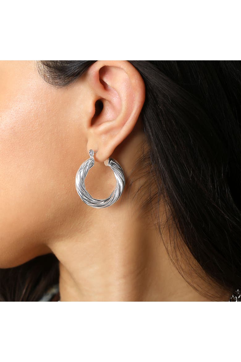 Thick Twisted Hoop Earrings, Alternate, color, Silver, Gold