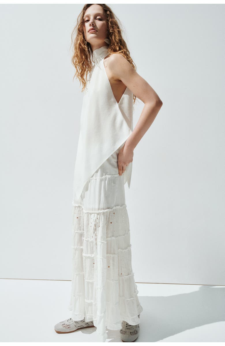 H&M Maxi skirt with eyelet embroidery, Main, color, Cream