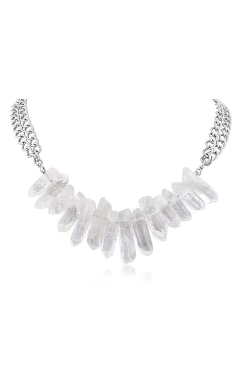 Quartz Double Chain Frontal Necklace