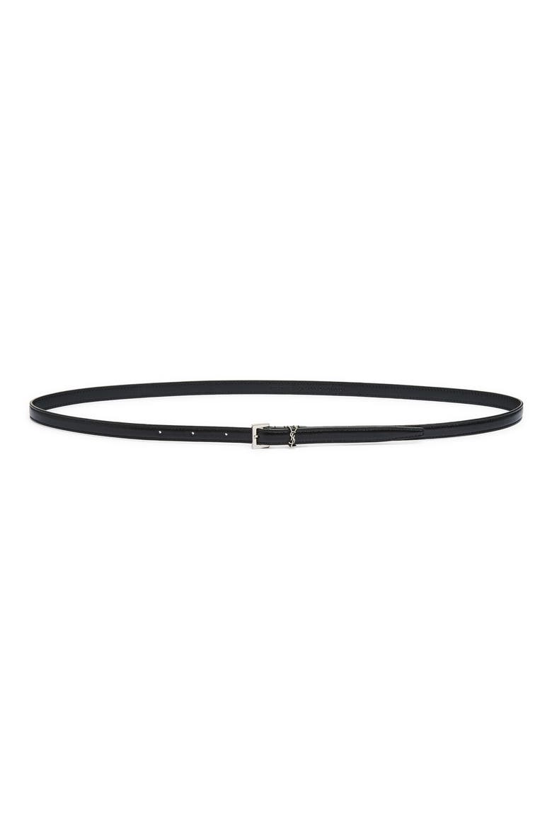 YSL Extra Fine Ceinture Leather Skinny Belt, Main, color, BLACK