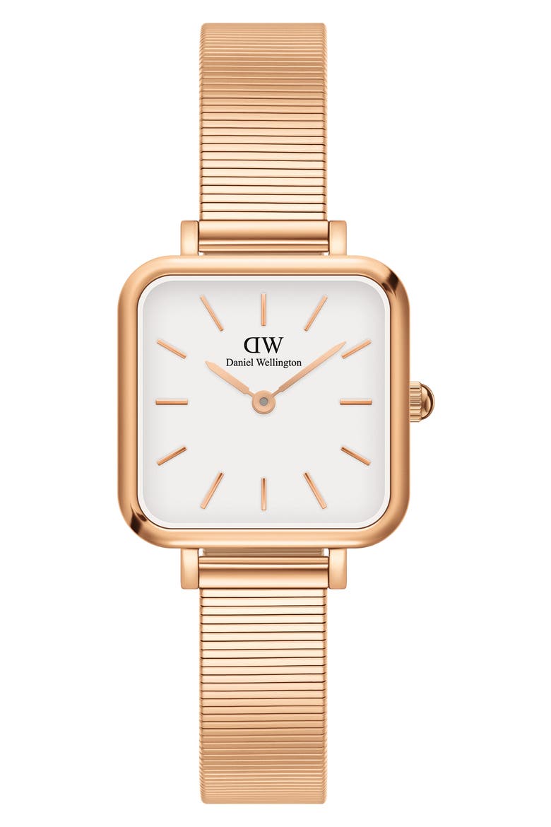 Quadro Studio Mesh Strap Watch, 22mm, Main, color, ROSE GOLD/ WHITE