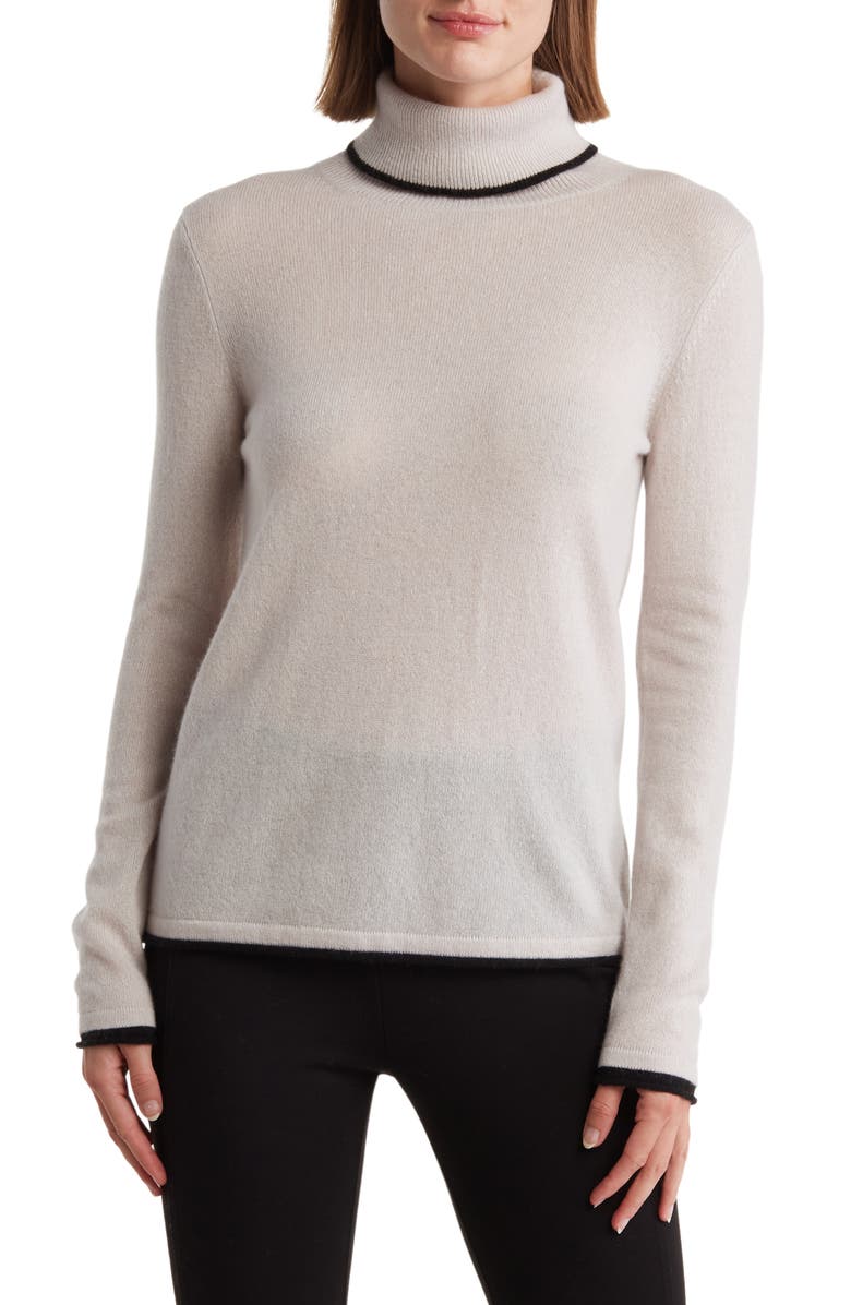 Magaschoni Tipped Cashmere Turtleneck Sweater, Main, color,