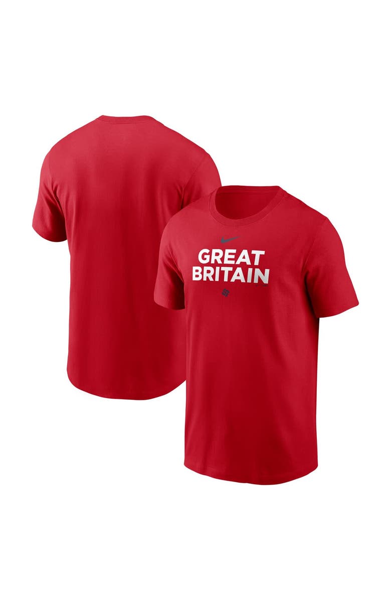 Nike Men's Nike  Red Great Britain Baseball 2026 World Baseball Classic Wordmark T-Shirt, Main, color, Red