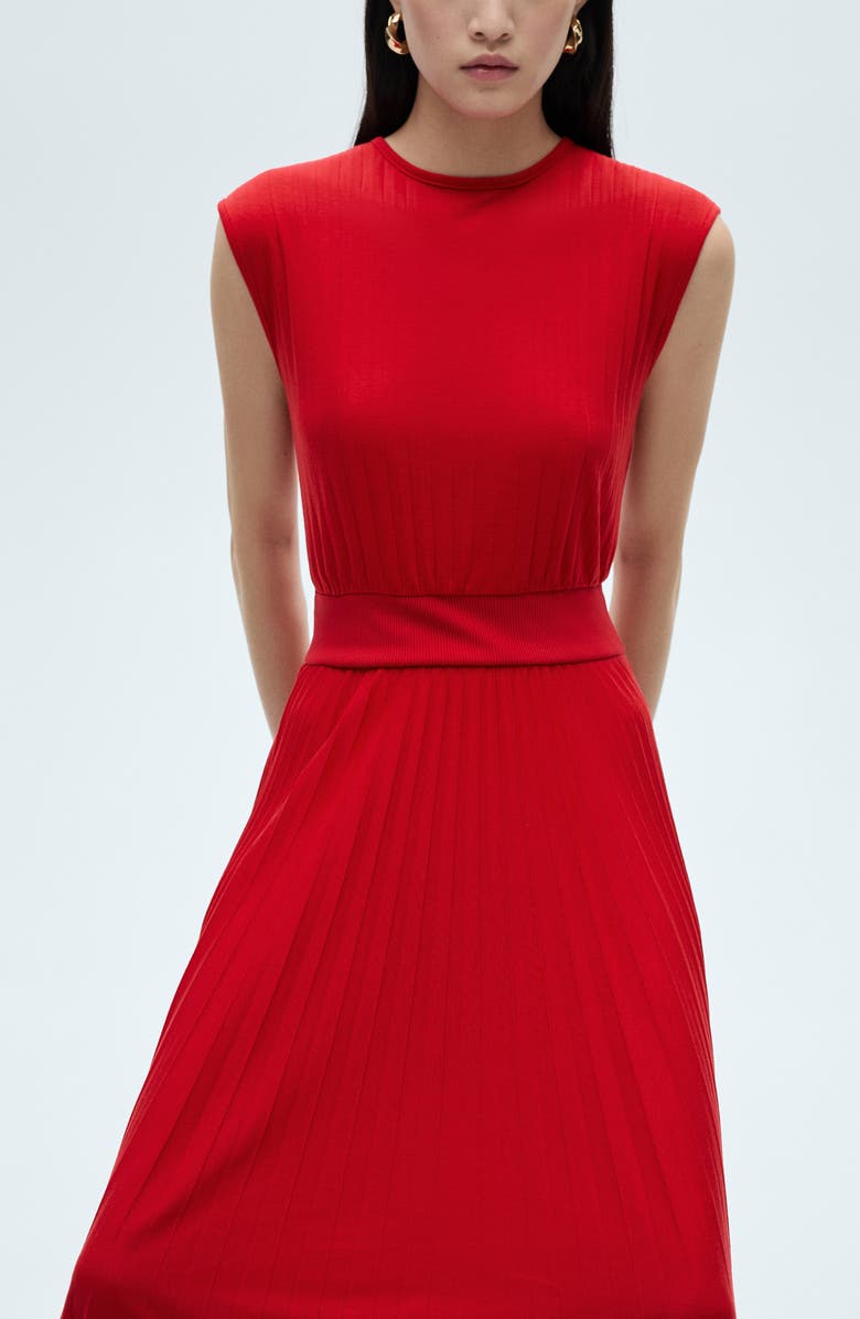 MANGO Pleated Midi Dress, Alternate, color, 