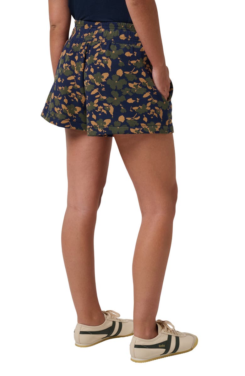 TravisMathew Cloud Stellar Drawstring Fleece Shorts, Alternate, color, Navy Blazer Floral Multi