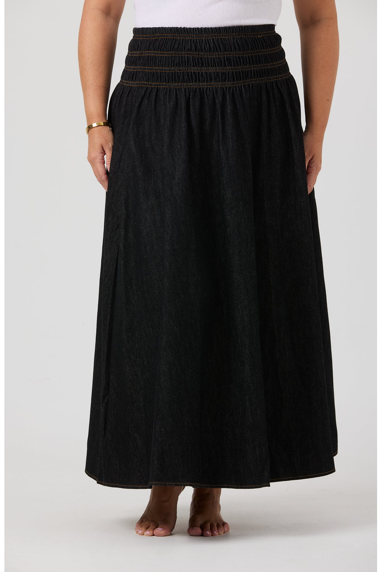Hana Skirt, Main, color, Black Denim