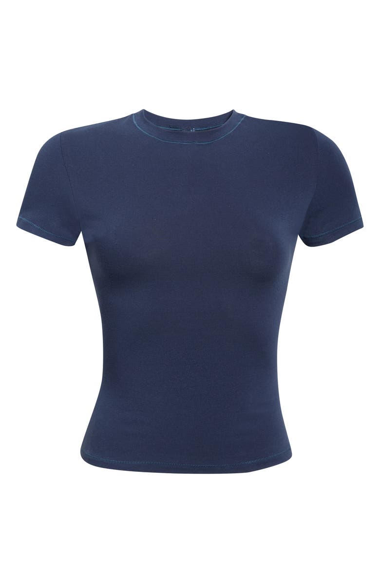 SKIMS Crop Cotton Blend T-Shirt, Main, color, Navy