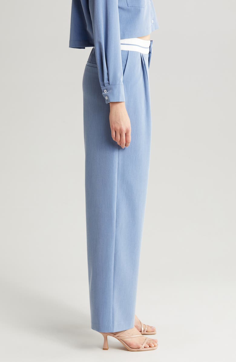 WAYF Preston Pleated Wide Leg Pants, Alternate, color, Chambray Blue
