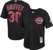 Mitchell & Ness Men's Mitchell & Ness Ken Griffey Jr. Black Cincinnati Reds Cooperstown Collection Mesh Batting Practice Button-Up Jersey