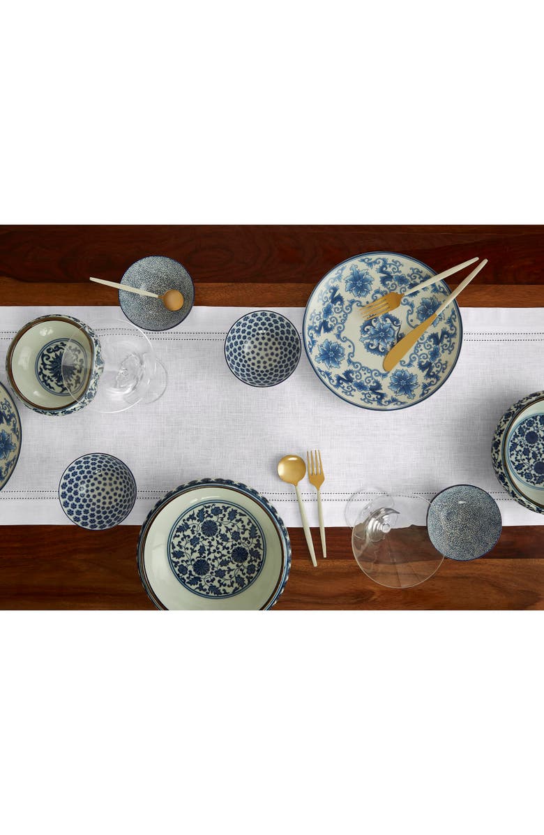 Solino Home Linen Table Runner - Linen Double Hemstitch, Alternate, color, White