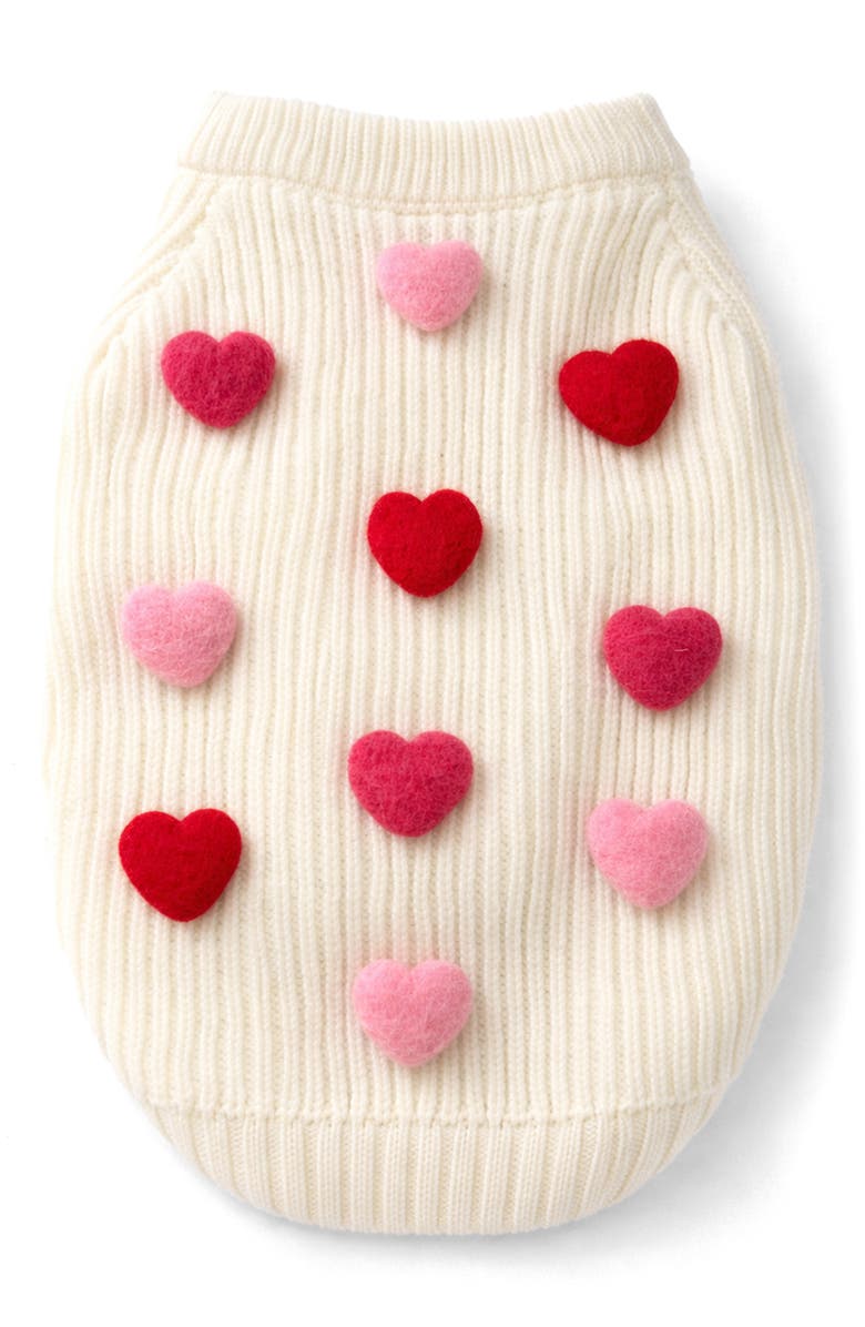 Found My Animal Heart 3D Icon Rib Dog Sweater, Main, color, Cream