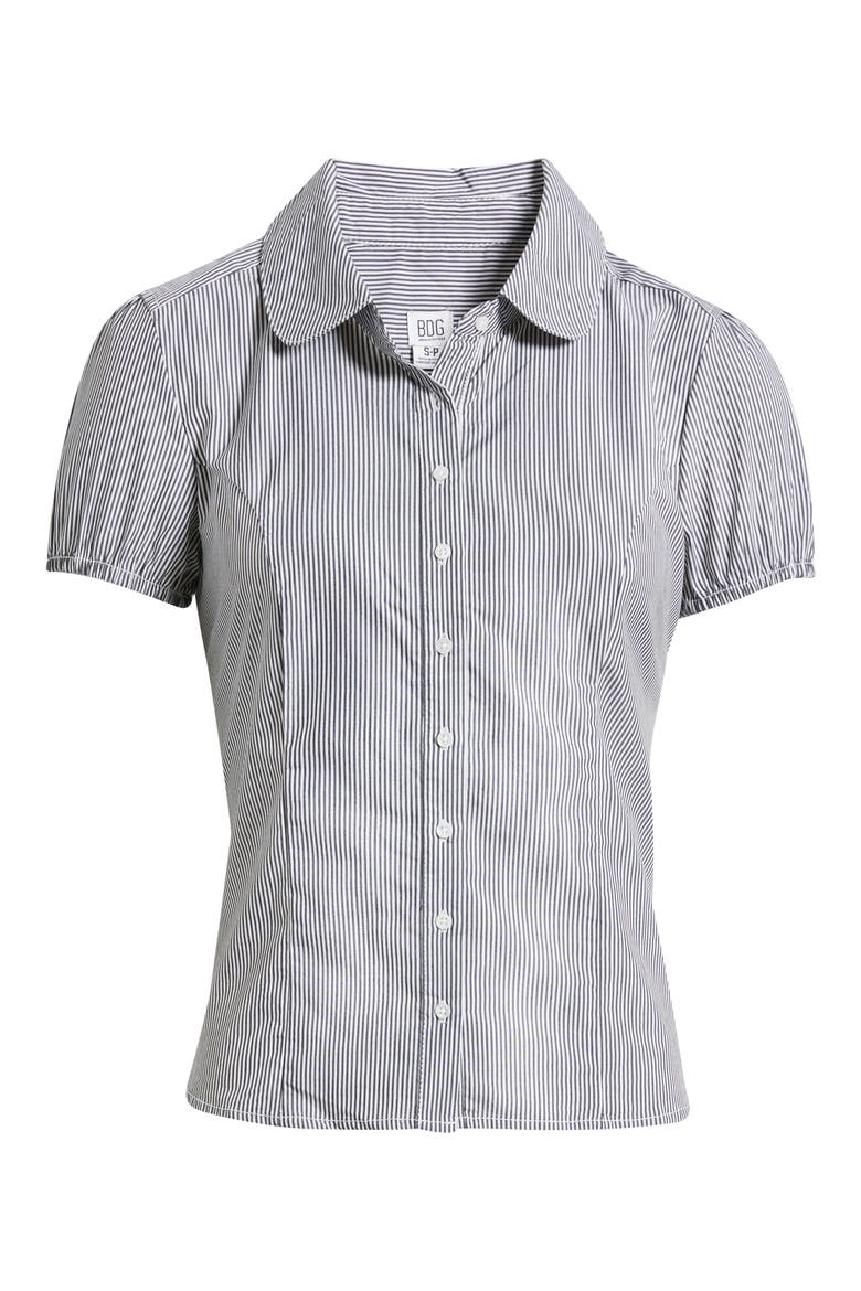 Clover Stripe Short Sleeve Button-Up Shirt, Alternate, color, BLACK STRIPE