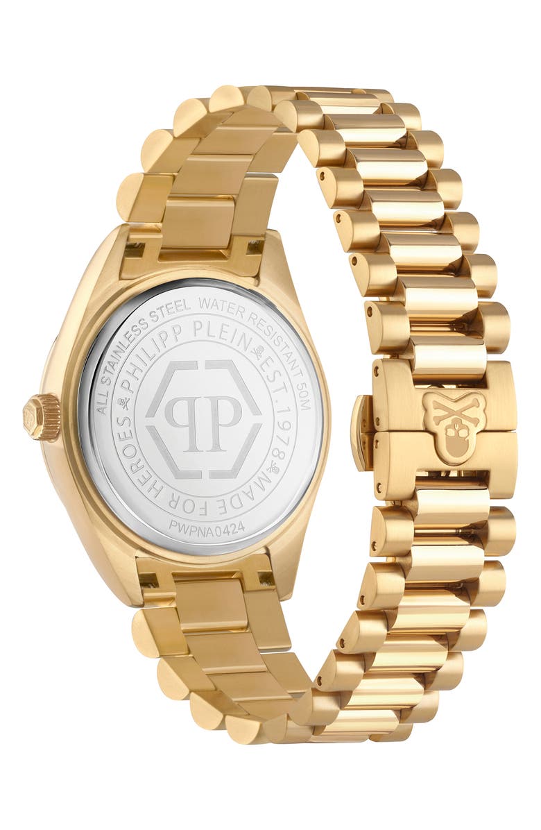 PHILIPP PLEIN Date Superlative Bracelet Watch, 42mm, Alternate, color, Ip Yellow Gold