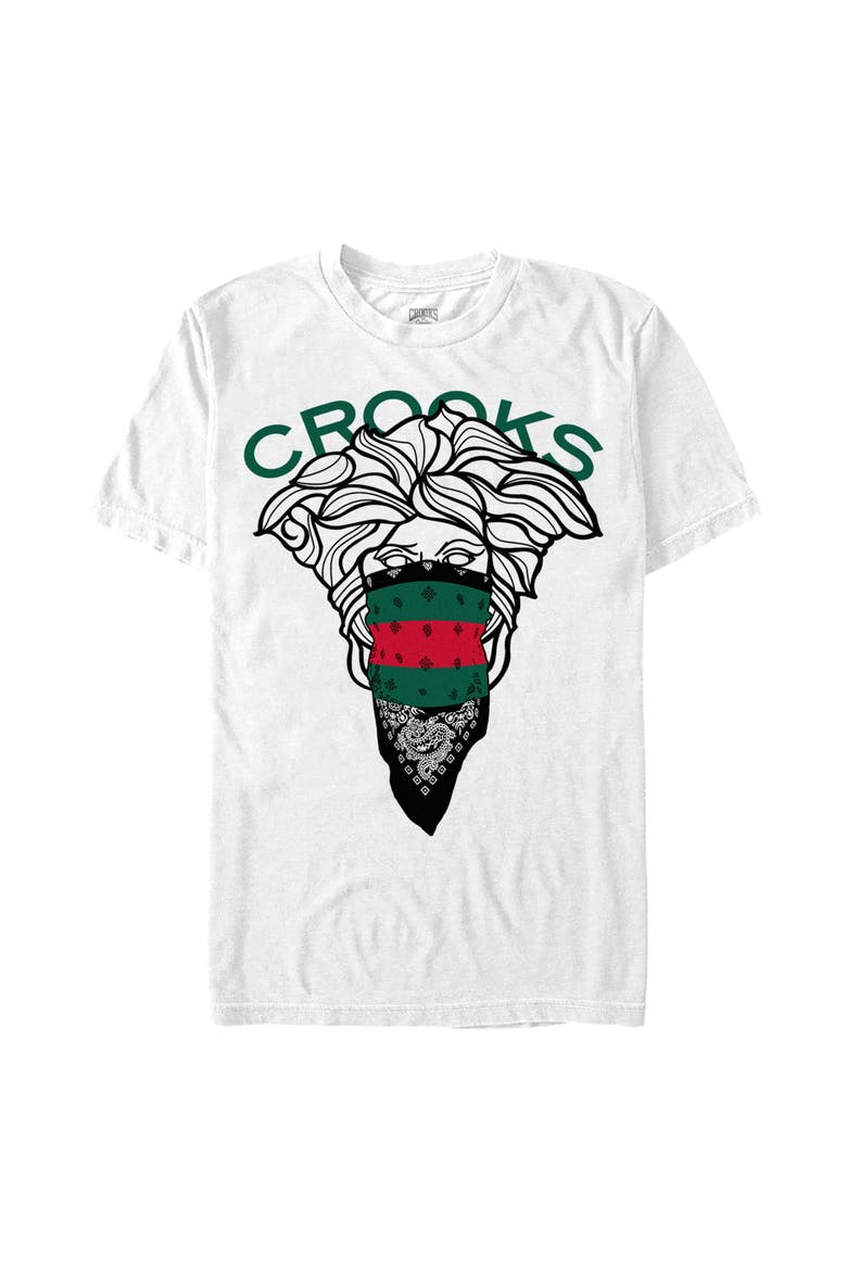 Men's Crooks & Castles Medusa Big Face  Graphic T-Shirt, Main, color, White