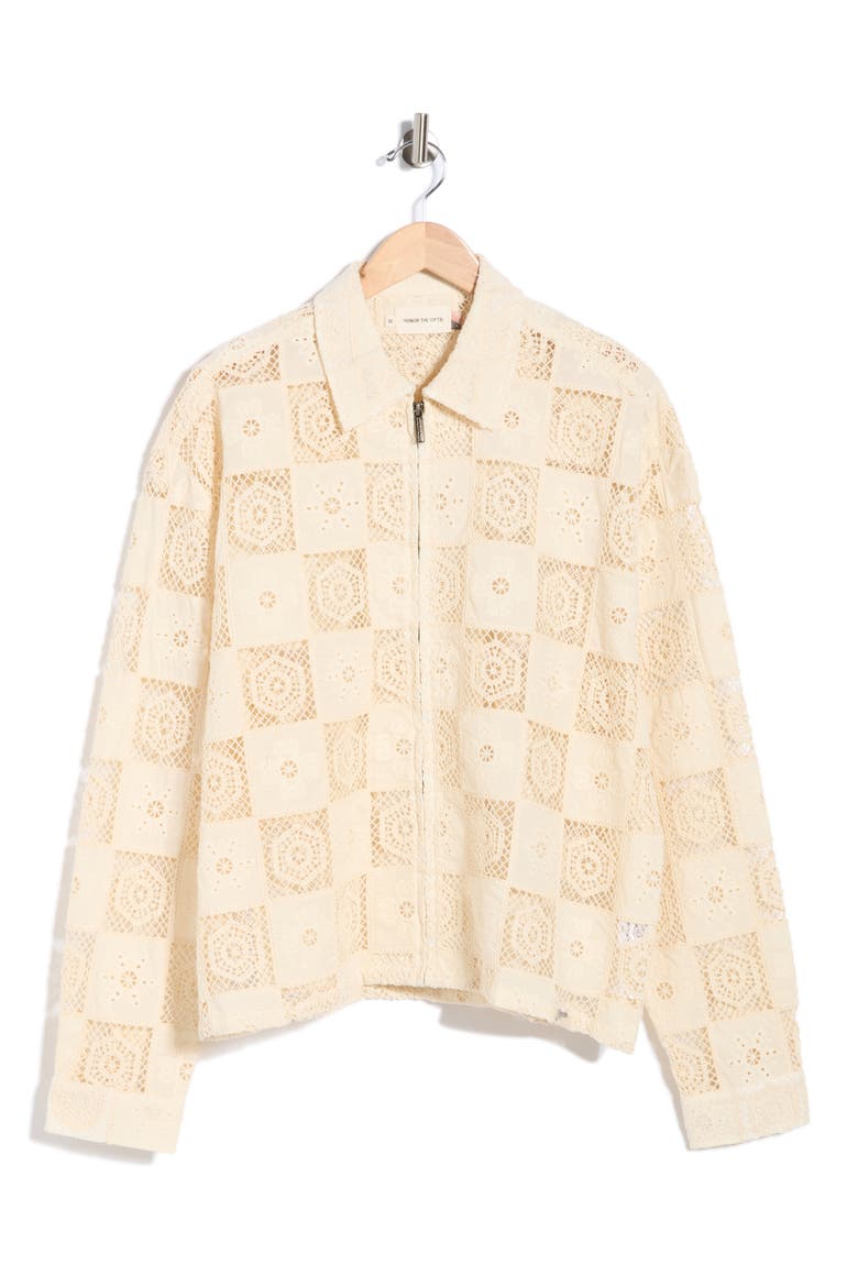 Crochet Lace Patchwork Jacket, Alternate, color, BONE
