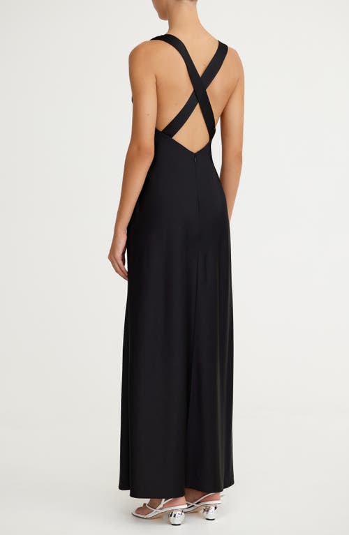 Significant Other Lucile Sleeveless Satin Maxi Dress In Black