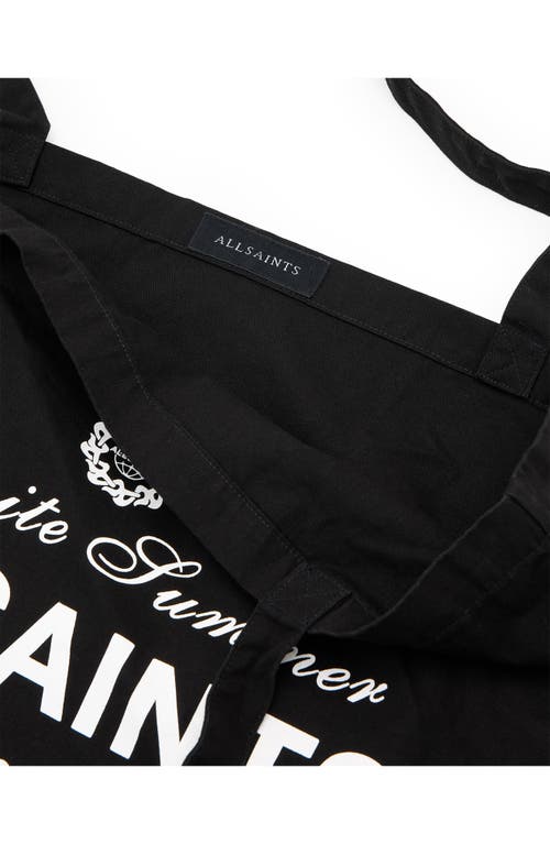 Allsaints Soleil Graphic Canvas Tote In Washed Black