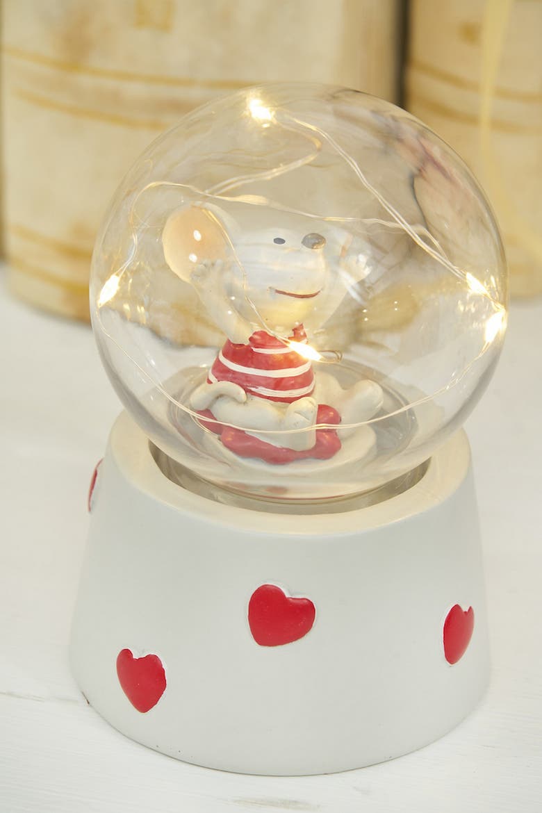 Mouse Snow Globe Valentine's Day Small Decorative Figurine, Alternate, color, White