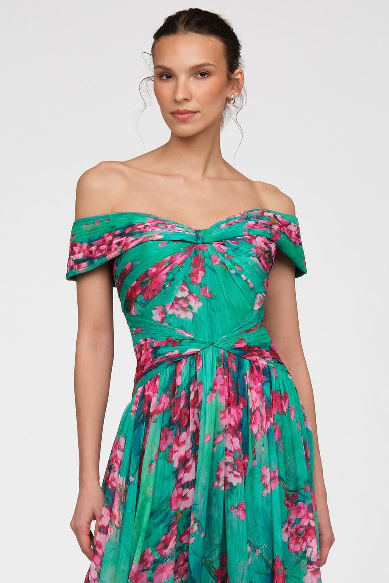Sabina Chiffon Gown, Alternate, color, Seafoam Drift Sakura Mist