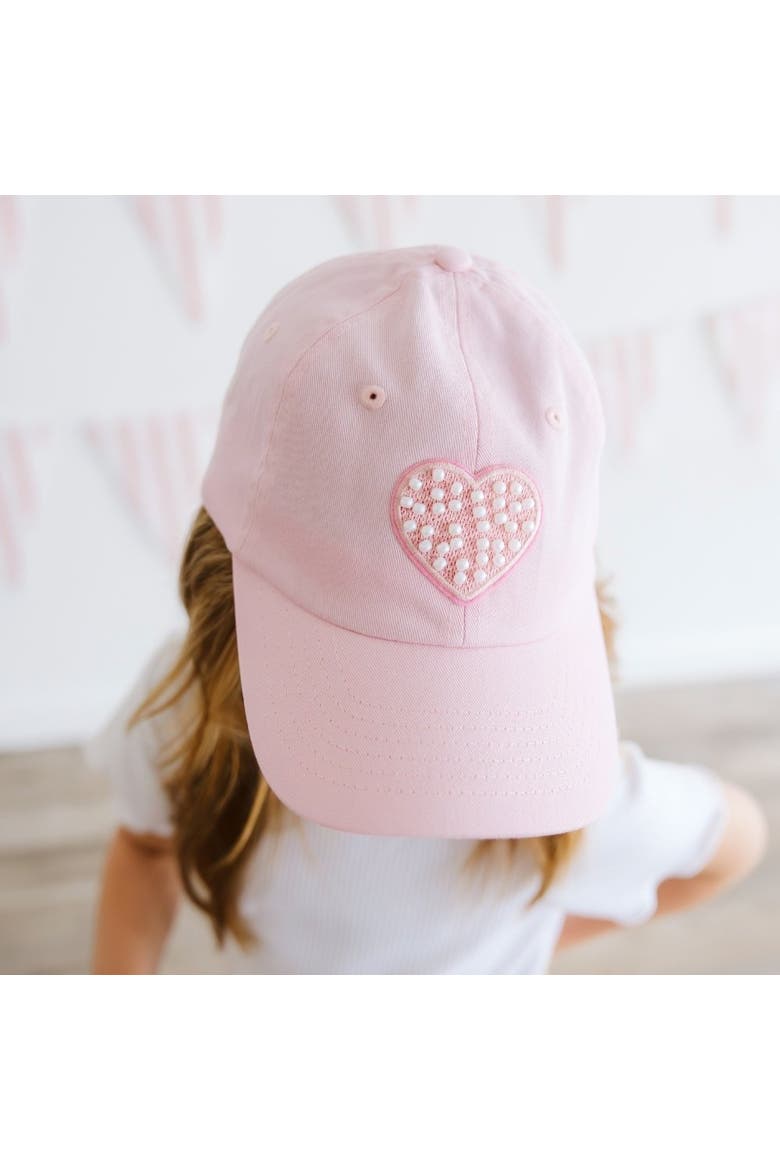 Pearl Heart Patch Baseball Hat, Alternate, color, Ballet Pink