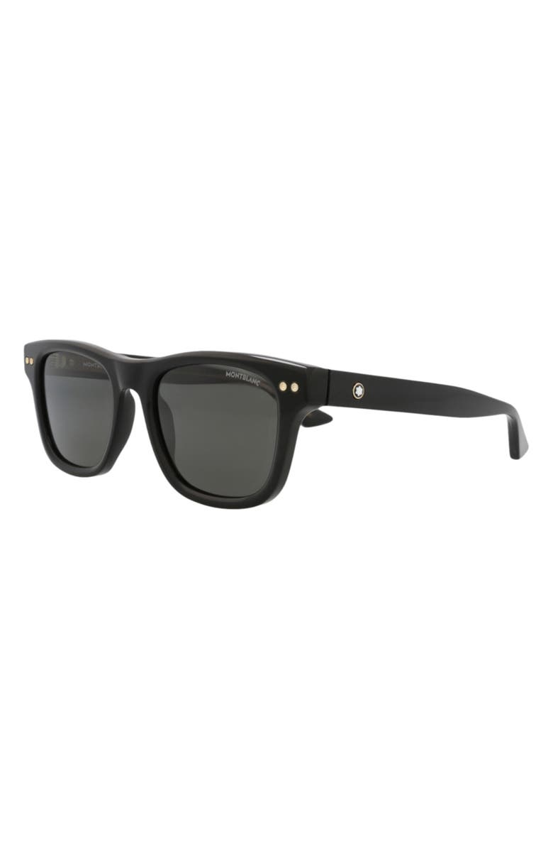 Montblanc 53mm Polarized Square Sunglasses, Alternate, color, Black Black Smoke