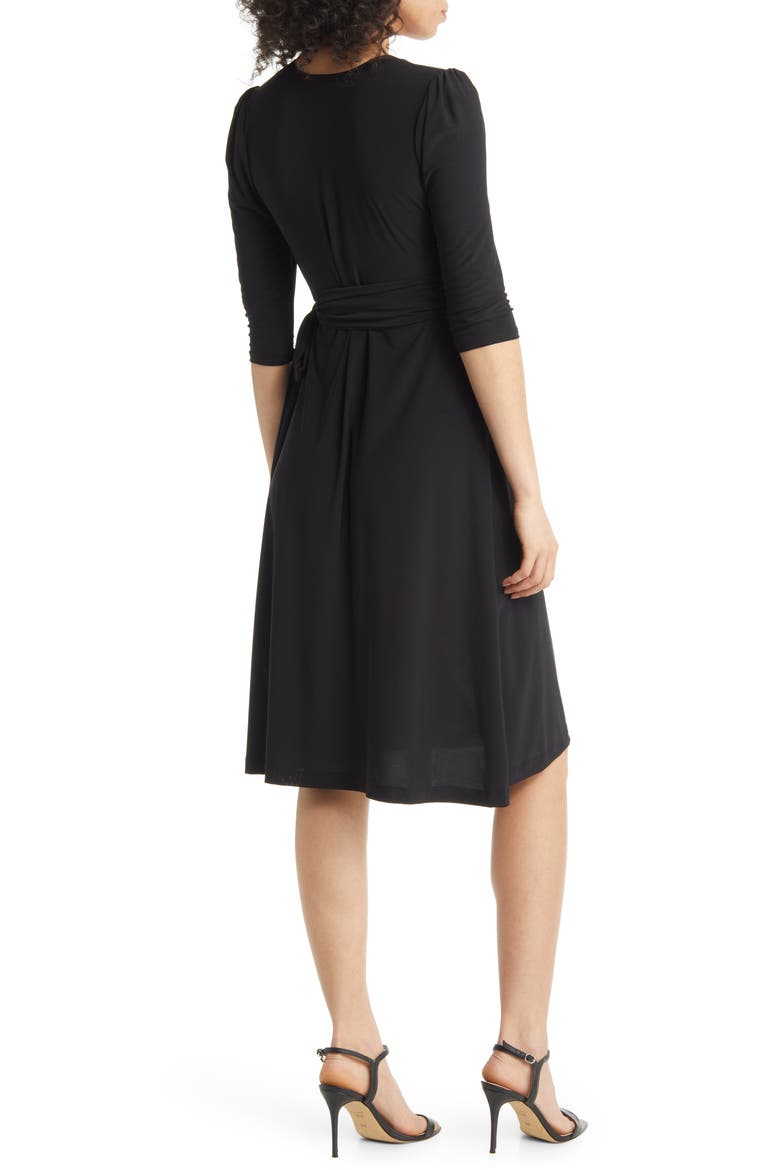 Sweetheart Wrap Midi Dress, Alternate, color, BLACK NOIR