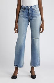 MOUSSY VINTAGE Ballard Ripped Mid Rise Straight Leg Jeans