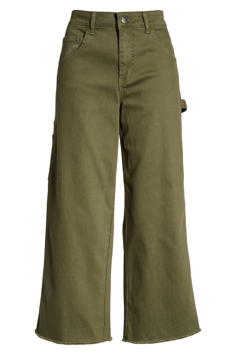 Cargo Wide Leg Crop Jeans, Alternate, color, OLIVE