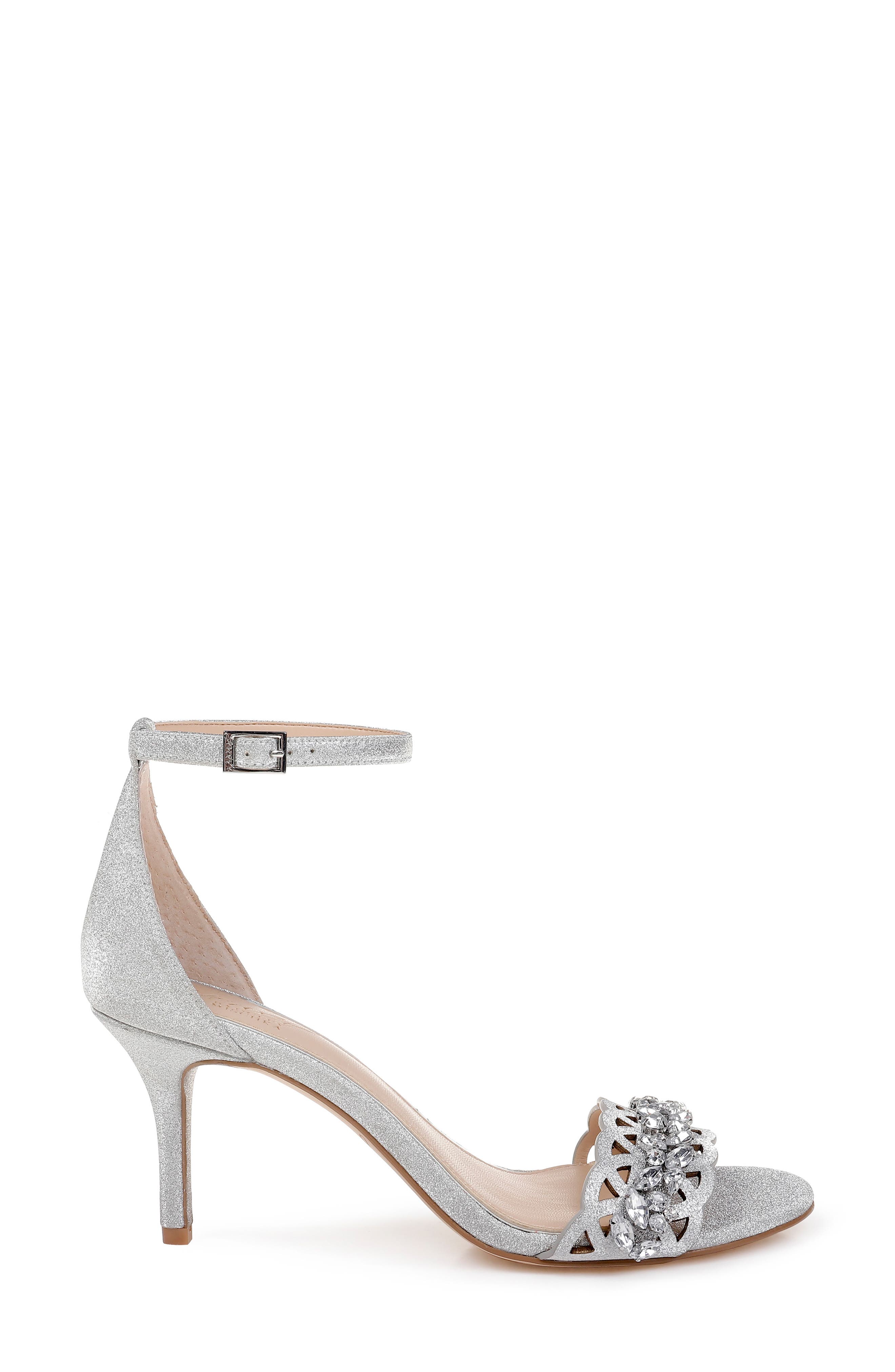 Jewel Badgley Mischka Kirsten Embellished Laser Cut Ankle Strap Sandal, Alternate, color, 
