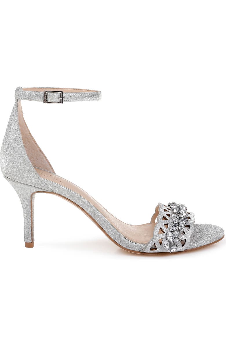 Jewel Badgley Mischka Kirsten Embellished Laser Cut Ankle Strap Sandal, Alternate, color,