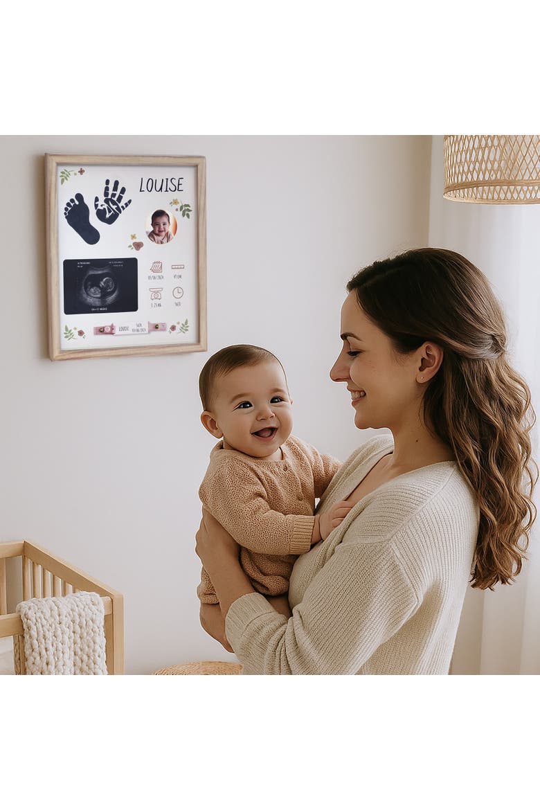 Baby Birth Frame Keepsake Kit - Handprint & Footprint Frame | Newborn Gift & Nursery Decor, Alternate, color, Beige