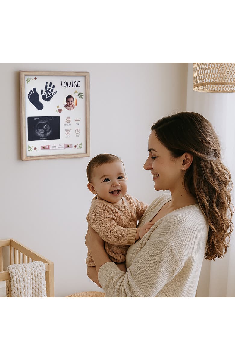 Petit Artichaut Baby Birth Frame Keepsake Kit - Handprint & Footprint Frame | Newborn Gift & Nursery Decor, Alternate, color, Beige