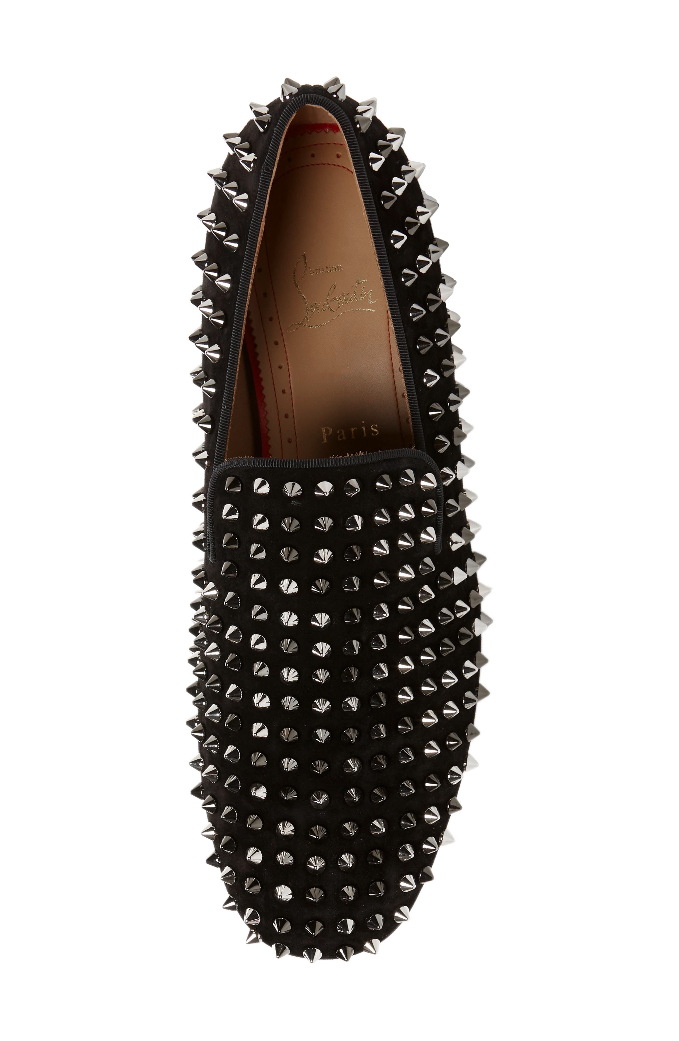 Christian Louboutin Rollerboy Spike Smoking Slipper, Alternate, color, 