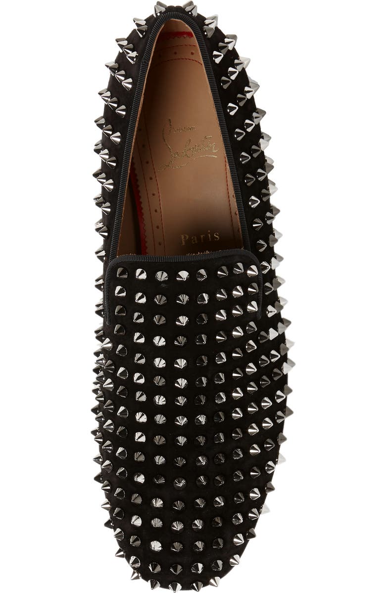 Christian Louboutin Rollerboy Spike Smoking Slipper, Alternate, color,