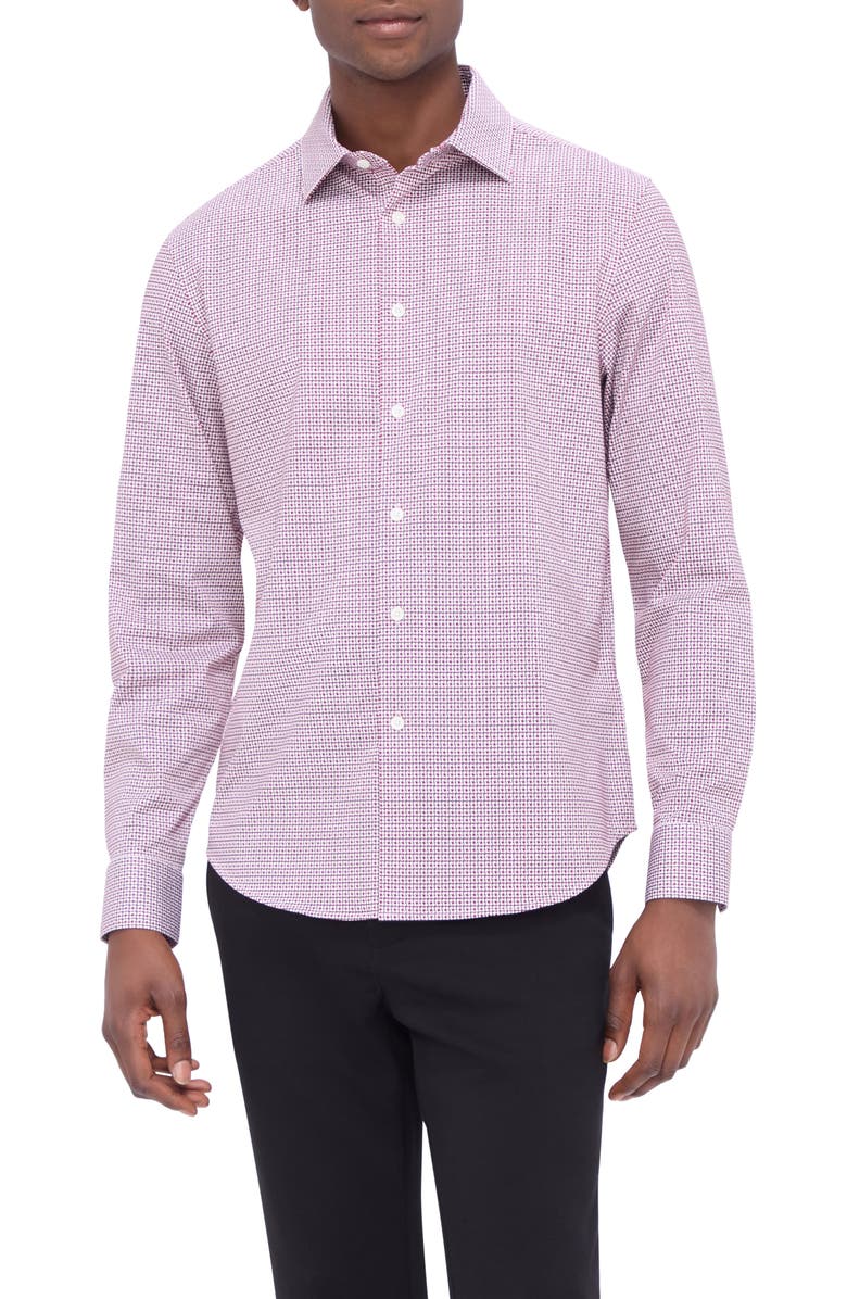 Bugatchi OoohCotton<sup>®</sup> Button-Up Shirt, Main, color, Cabernet