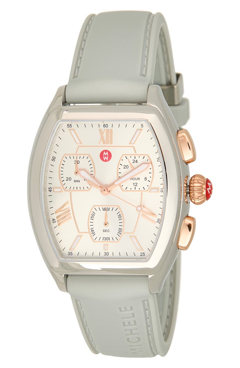 MICHELE Releve Sport Silicone Strap Watch, 35mm, Main, color, 