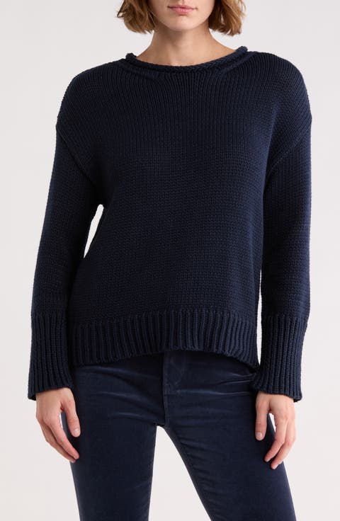 Rolled Neck Cotton Sweater