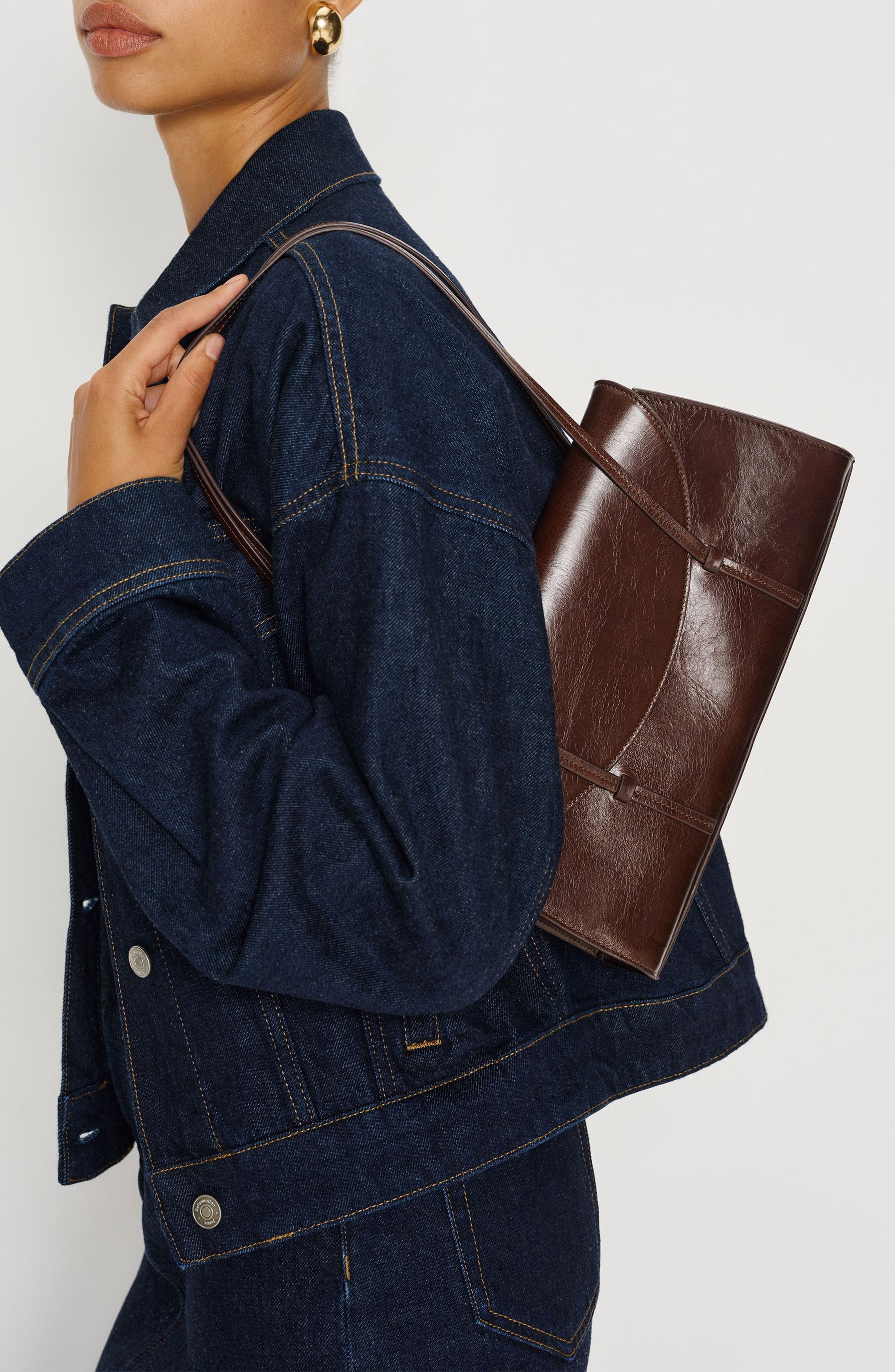 Elena Leather Shoulder Bag, Alternate, color, CHESTNUT LEATHER