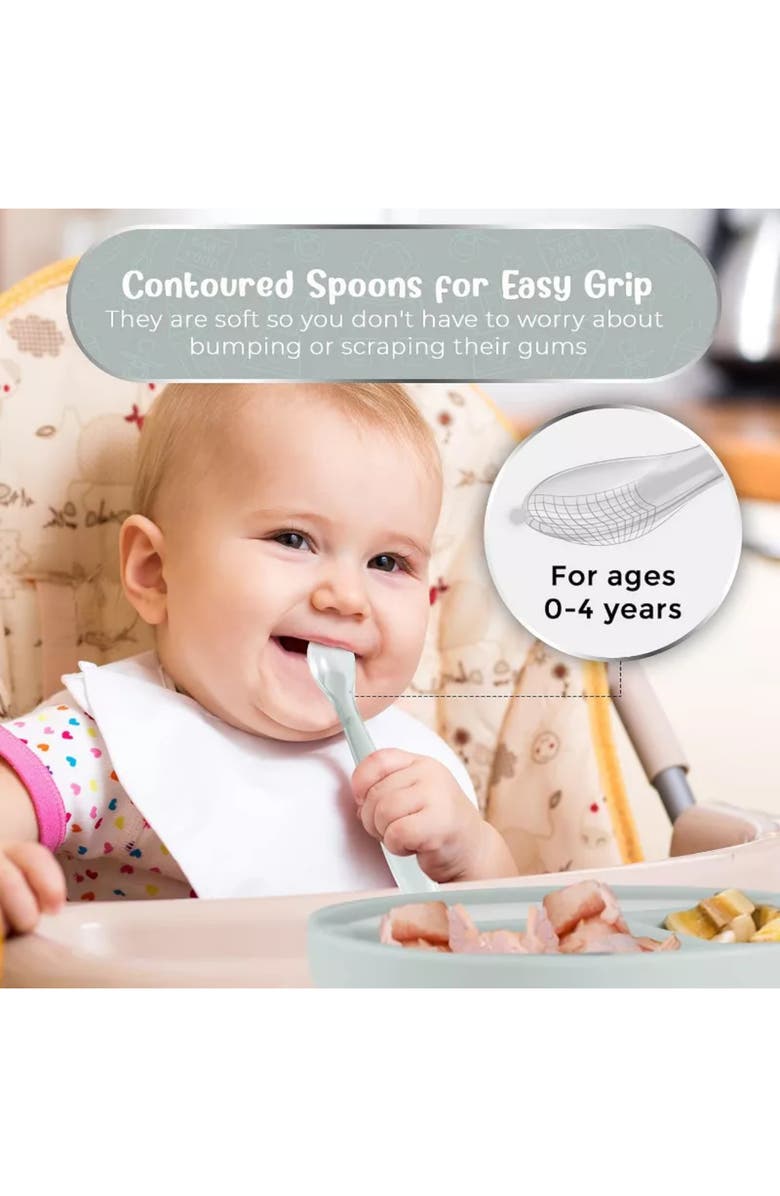 Sperric Silicone Suction Divided Plate and Spoon Toddler Training Self Feeding Set, Alternate, color,
