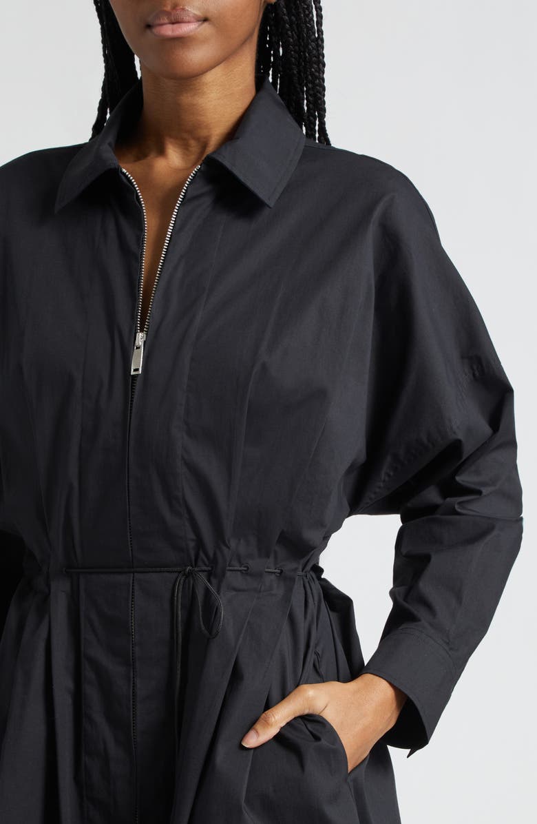 STAUD Chi Midi Shirtdress, Alternate, color, Black