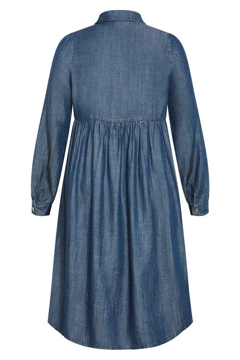 Brayden Long Sleeve Denim Dress, Alternate, color, DARK WASH