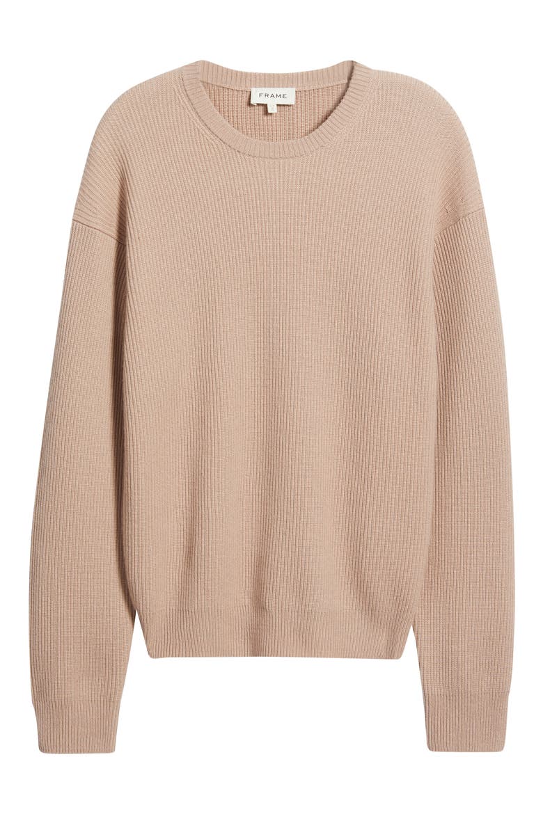 Crewneck Wool & Silk Rib Sweater, Alternate, color, LIGHT MAUVE