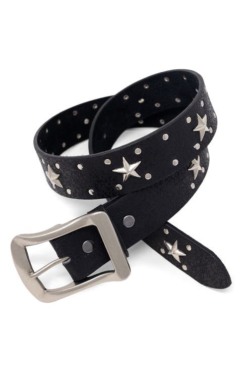Star Stud Leather Belt