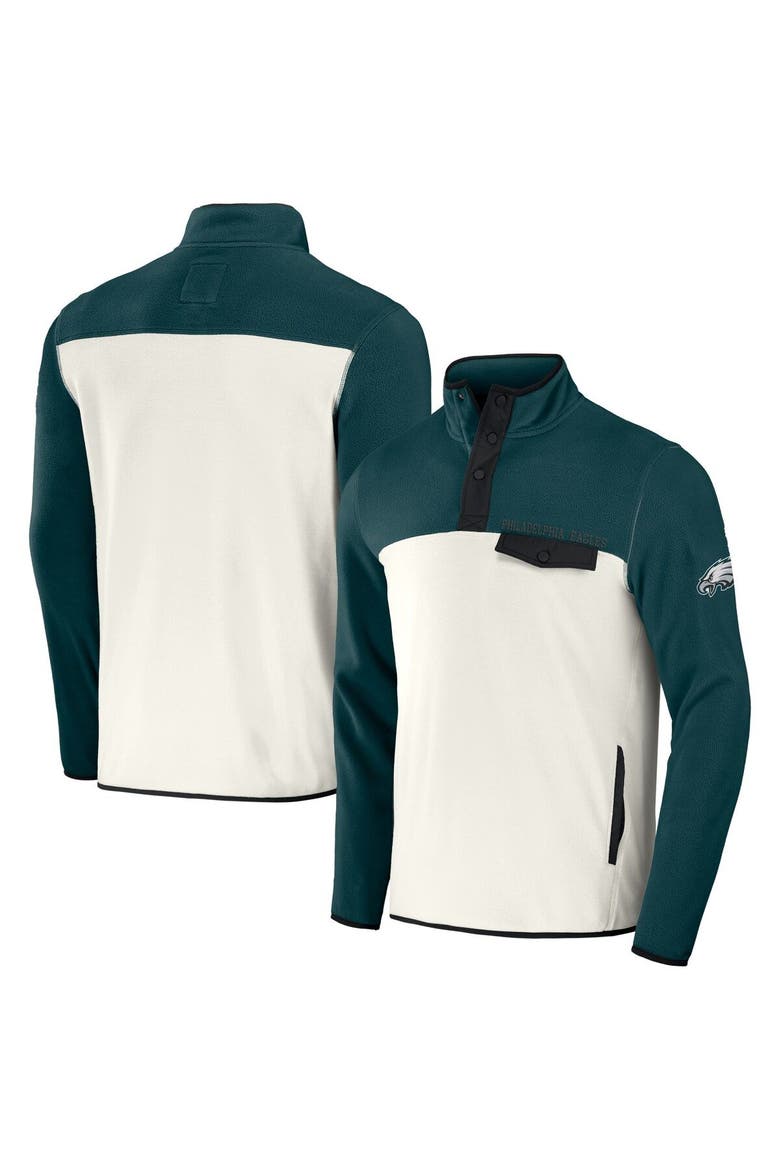 Men's NFL x Darius Rucker Collection by Fanatics Green/Cream Philadelphia Eagles Micro Fleece Quarter-Snap Jacket, Main, color, Green