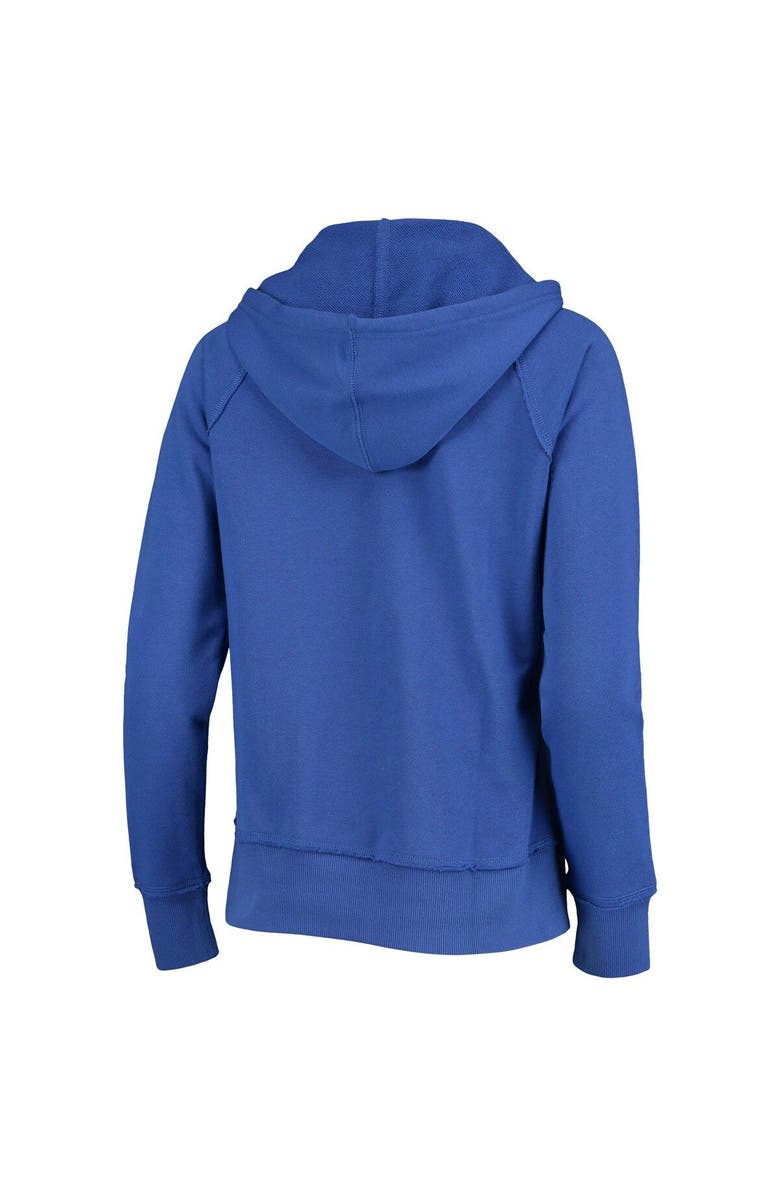 Junk Food Women's Junk Food Royal Seattle Seahawks Raw Edge Raglan Notch Neck Pullover Hoodie, Alternate, color, 