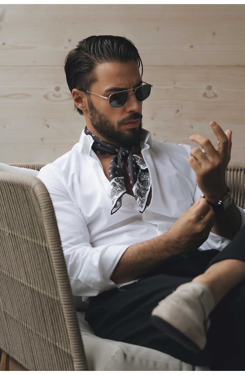 Elizabetta Diego - Silk Neckerchief for Men, Alternate, color, Black